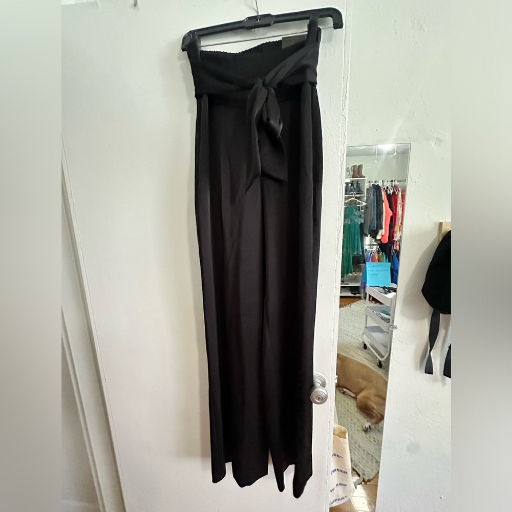 Express black super high rise tie trouser satin pant size small